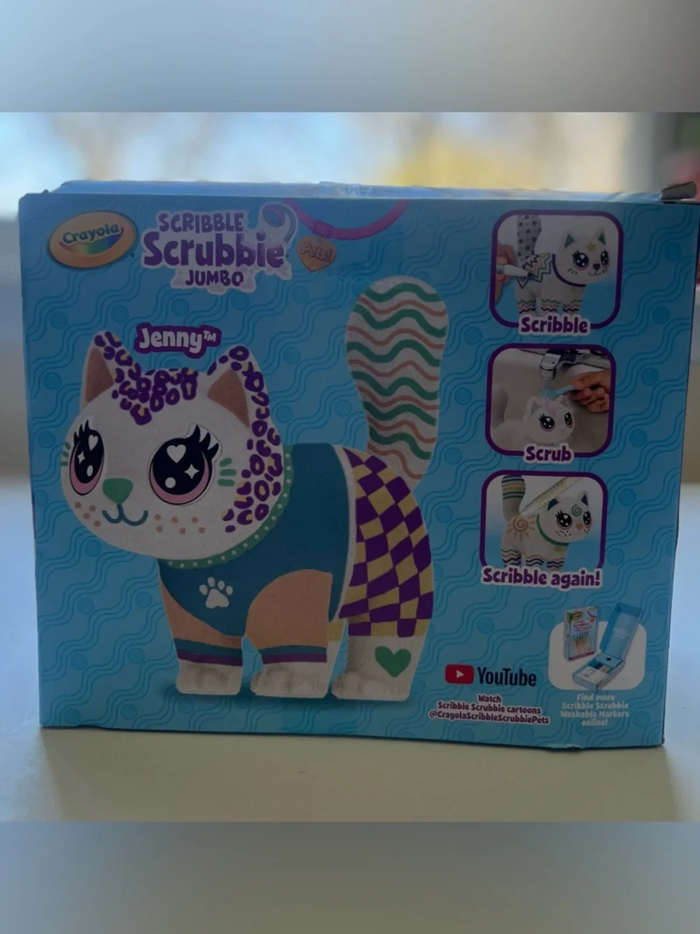 Crayola Scribble Scrubbie Jumbo Pet Cat-Jenny: Drawing & Coloring Kit, Markers.